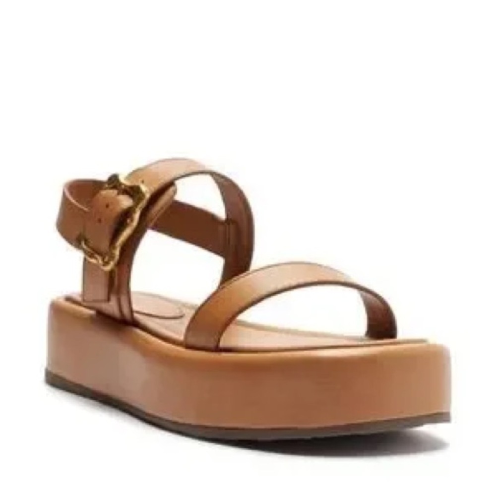 Schutz Wavy Flatform Leather Sandals